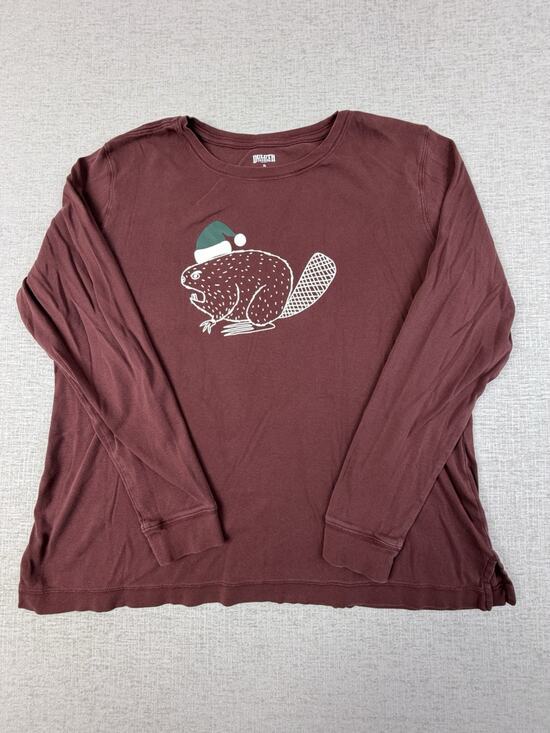 Duluth Trading Co Other - Duluth Trading Company Long Sleeve Christmas T Shirt Size XL Beaver Maroon